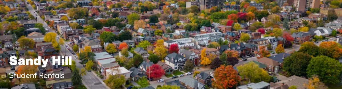 Aerial view of the Sandy Hill neighbourhood of Ottawa, Ontario.