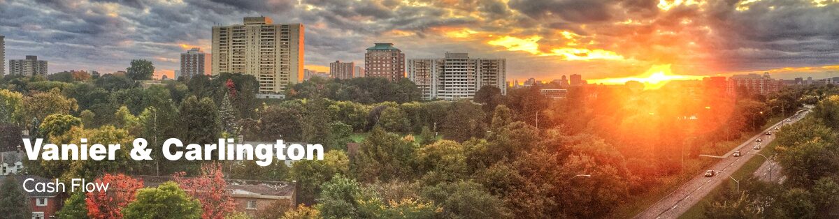 Skyline at sunset over Vanier, Ottawa.